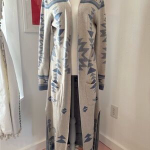Geometric Patterned Long Cardigan
